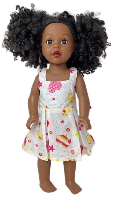 Red & Yellow Heart Print Glitter Sundress  Fits 18-Inch Girl Dolls