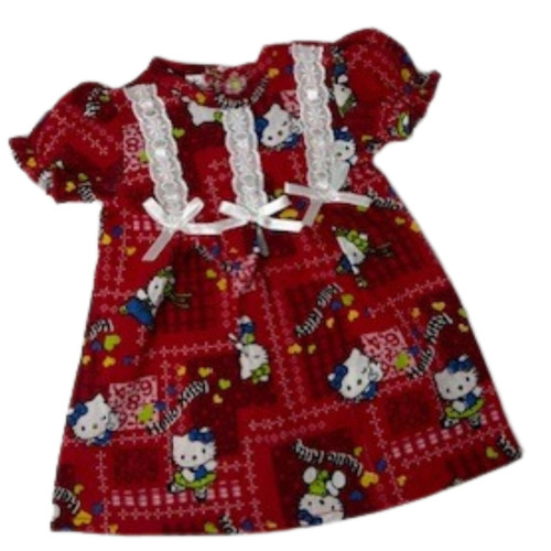 Handmade Red Kitten Print Nightgown for 15 - 16'' Baby & Cabbage Patch Dolls