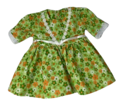 Doll Clothes Superstore Handmade Orange & Green Floral Dress for 14 -15 Inch Baby Dolls