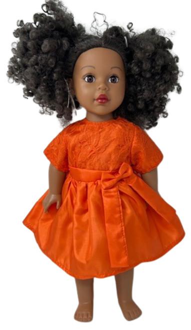 Doll Clothes Superstore Handmade Vibrant Orange Silk Party Dress for 18-Inch Girl Dolls