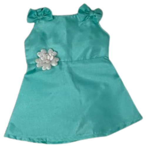 Doll Clothes Superstore Handmade Mint Bow Dress with Flower Appliqu for 18-Inch Dolls
