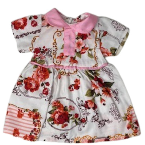 Handmade Casual Day Dress with Lots of Pink Flowers for 18-Inch Girl Dolls