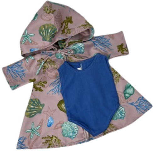Doll Clothes Superstore Handmade Bathing Suit with Shell Print Cover-Up for 18-Inch Girl Dolls