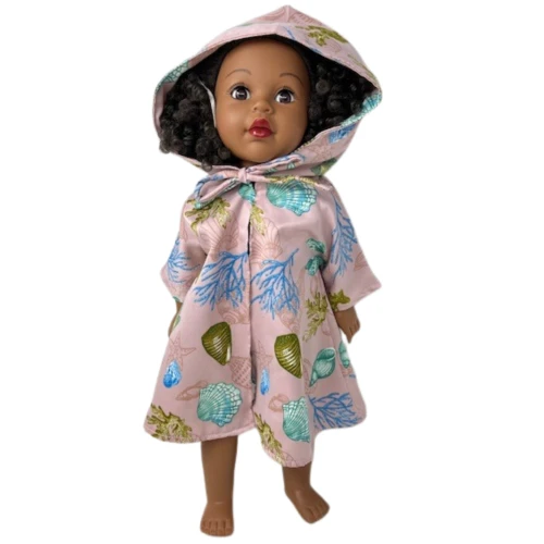 Doll Clothes Superstore Handmade Bathing Suit with Shell Print Cover-Up for 18-Inch Girl Dolls
