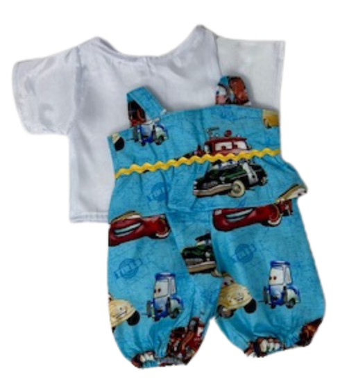 Doll Clothes Superstore Vroom Vroom! Car Print Jumpsuit for 13 - 14 inch Baby Dolls  Handmade Fun for Little Drivers