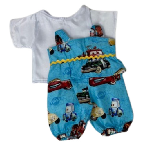Vroom Vroom! Car Print Jumpsuit for 13 - 14 inch Baby Dolls  Handmade Fun for Little Drivers