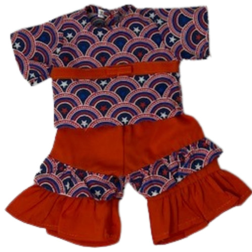 Doll Clothes Superstore 18 Inch Girl Doll Clothes Handmade Rainbow Shirt & Colorful Shorts Set