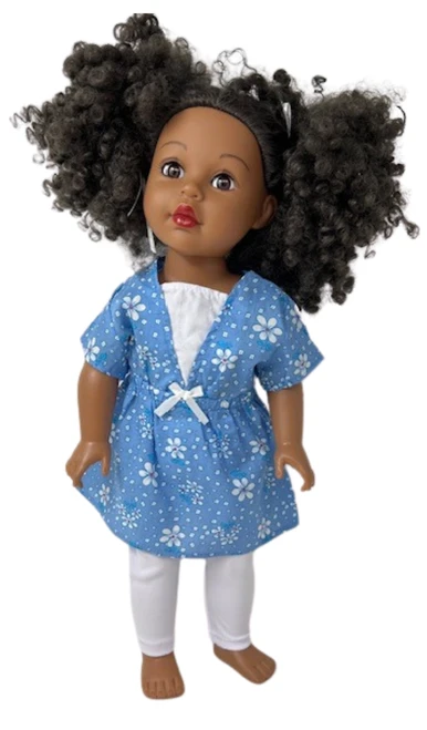 Doll Clothes Superstore Handmade Sweet & Stylish Blue Dress with Tights for 18 Inch Dolls