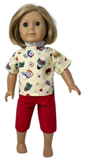 Doll Clothes Superstore Handmade Christmas Sign Print Short Set  Fits 18-Inch Girl Dolls