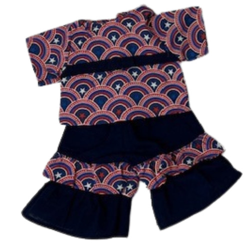 Doll Clothes Superstore Handmade Red, White & Blue Rainbow Short Set for 18-Inch Girl Dolls