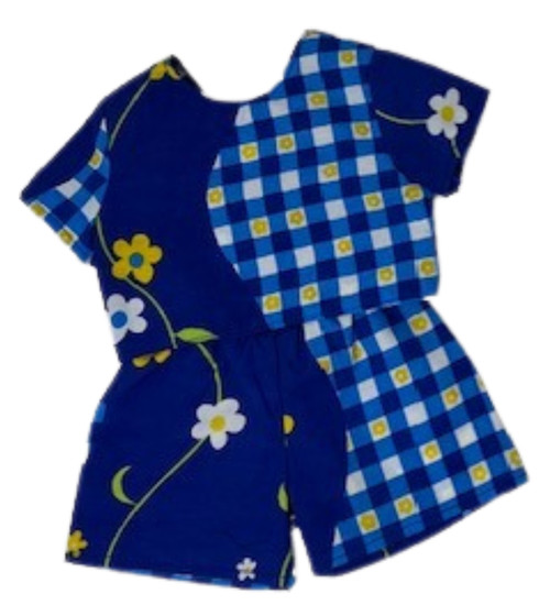 Doll Clothes Superstore Busy Blue Print Handmade Short Set  Fits 18-Inch Girl Dolls