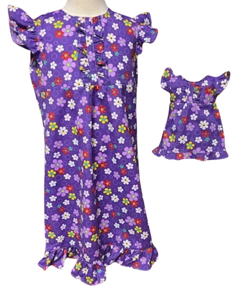 Doll Clothes Superstore Handmade Size 8 Girls Flower Dress with Matching 18-Inch Doll Dress