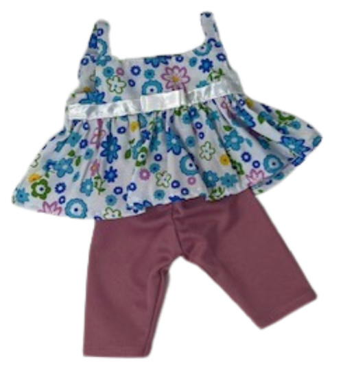 Doll Clothes Superstore Handmade Floral Sundress with Tights  Fits 14 - 15 Inch Baby Dolls