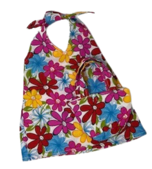 Doll Clothes Superstore Handmade Bright Bold Flower Sundress with Purse for 18-Inch Dolls