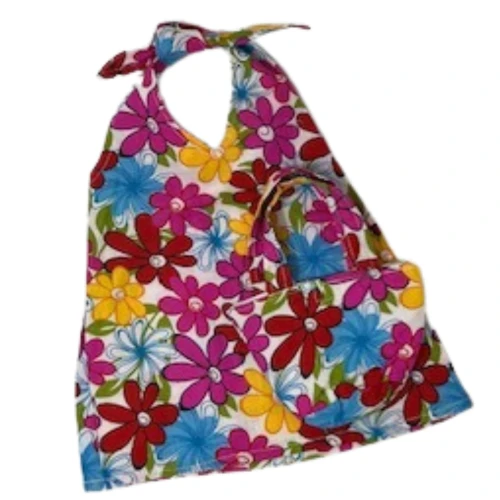 Doll Clothes Superstore Handmade Bright Bold Flower Sundress with Purse for 18-Inch Dolls