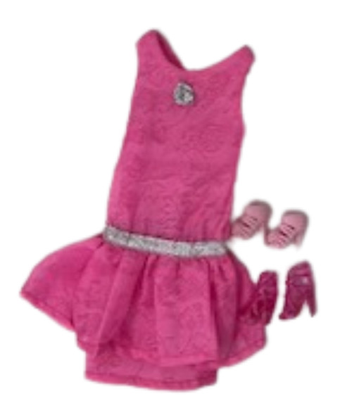 Doll Clothes Superstore  Handmade Pink Short Dress with 2 Pairs of Shoes for Barbie & 11.5-Inch Fashion Dolls