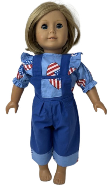 Doll Clothes Superstore Handmade American Print Overall Set for 18-Inch Girl Dolls