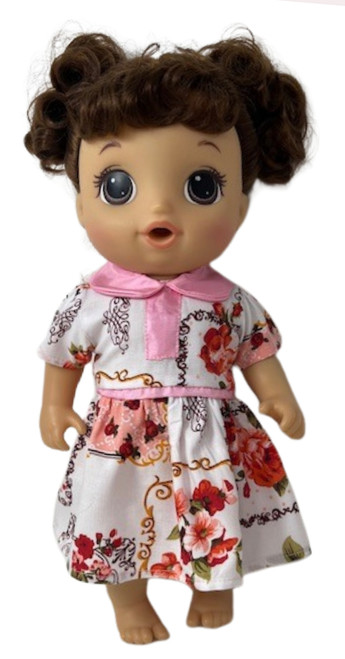Doll Clothes Superstore Handmade Sweet Pink Flower Dress for 14 Inch Baby Alive & Little Baby Dolls
