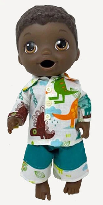Dinosaur Print Shorts And Shirt Fits Baby Alive Like Snacking Luke And Little Baby Dolls