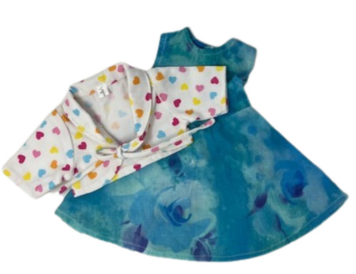 Doll Clothes Superstore Handmade Shades of Blue Dress with Polka Dot Jacket for 18-Inch Girl Dolls