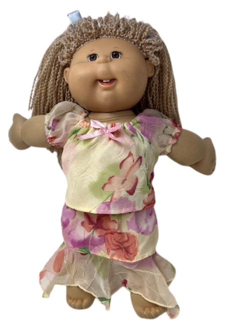 Doll Clothes Superstore Handmade Chiffon Flower Print Skirt and Blouse for 15 - 16 Inch Cabbage Patch Kid Dolls