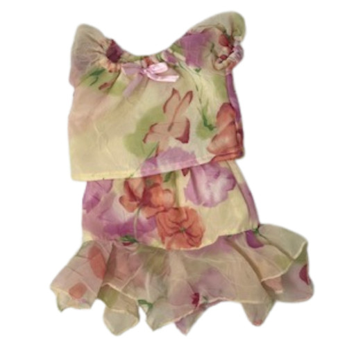 Handmade Chiffon Flower Print Skirt and Blouse for 15 - 16 Inch Cabbage Patch Kid Dolls