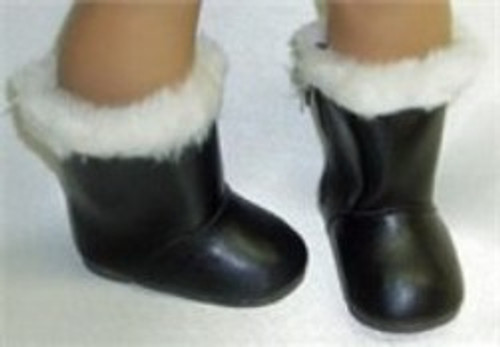 Doll Clothes Superstore Cozy Black Fur-Trimmed Winter Boots for 18-Inch Dolls