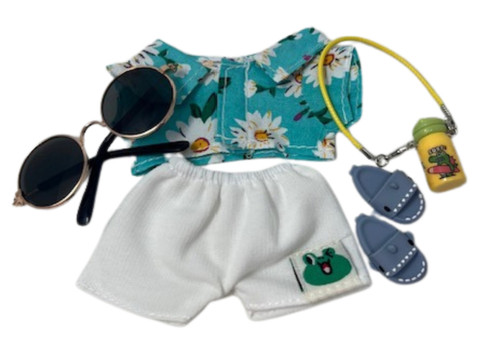 Doll Clothes Superstore 6-Piece Surfer Outfit with Clothes & Accessories for 17.5 cm Labubu Dolls  Ready for a Wave Day