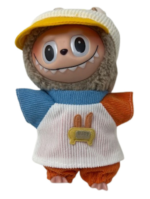Doll Clothes Superstore Rust and Blue Corduroy Outfit Set for 17.5 cm Labubu Dolls  Hat, Shirt & Pants