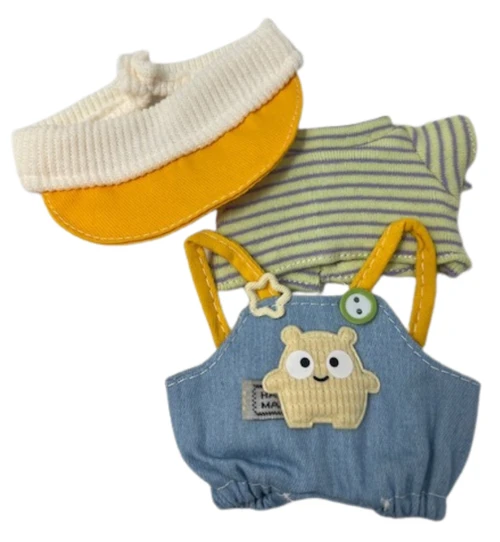 Happy Bear Vibes! 3-Piece Overall Set with Shirt & Visor for 17.5cm Collectable Dolls
