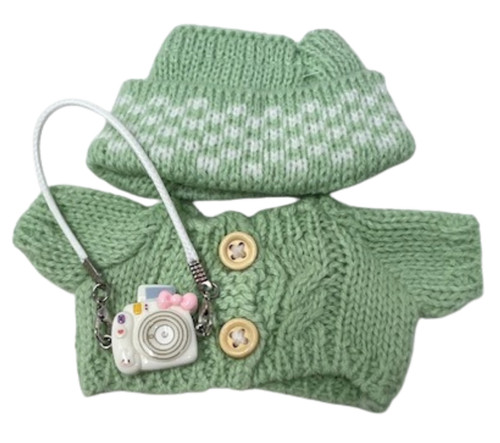 Adventurers Green Sweater Set with Hat & Camera for 17.5cm Labubu Dolls