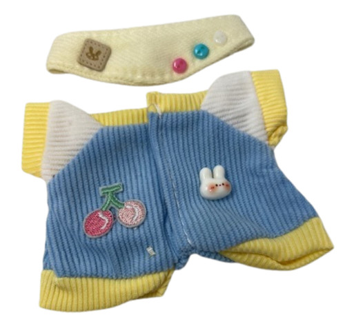 Blue and Yellow Jumpsuit with Visor for 7 inches Labubu Dolls