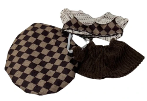 Dapper in Brown: 4-Piece Shirt, Tie, Shorts & Hat Set fit 17.5cm Collectable Dolls