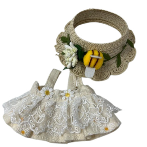Doll Clothe Superstore Sweet Daisy Day Dress with Straw Hat for 17.5 Labubu Dolls