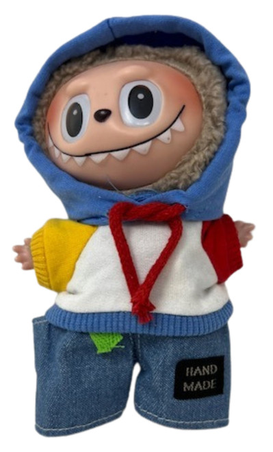 Denim Overalls and Hoodie Set for 17.5 cm Labubu Dolls
