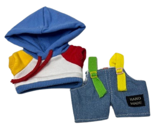 Denim Overalls and Hoodie Set for 17.5 cm Labubu Dolls