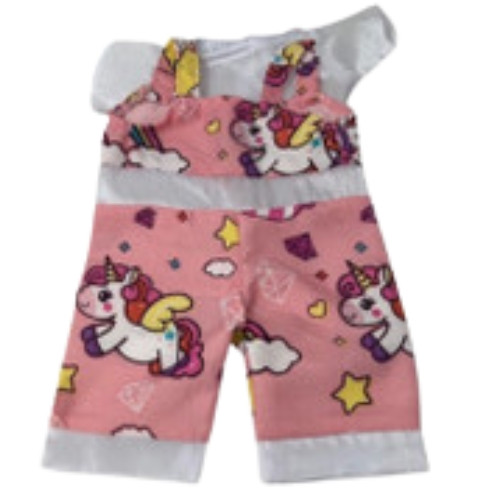 Doll Clothes Superstore Handmade Pink Unicorn Print Overalls for 14-Inch Baby Alive Dolls