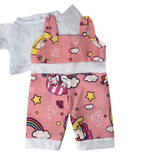 Doll Clothes Superstore Handmade Pink Unicorn Print Overalls for 14-Inch Baby Alive Dolls