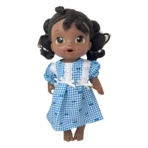 Doll Clothes Superstore Handmade Blue Checks and Cherries Nightgown for 14 Inch Baby Alive Dolls Doll Clothes Superstore Handmade Blue Checks and Cherries Nightgown for 14 Inch Baby Alive Dolls