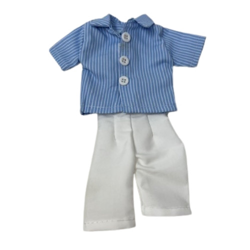 Classic Pinstripe Blue Shirt with Shorts Outfit for Ken and GI Joe Dolls