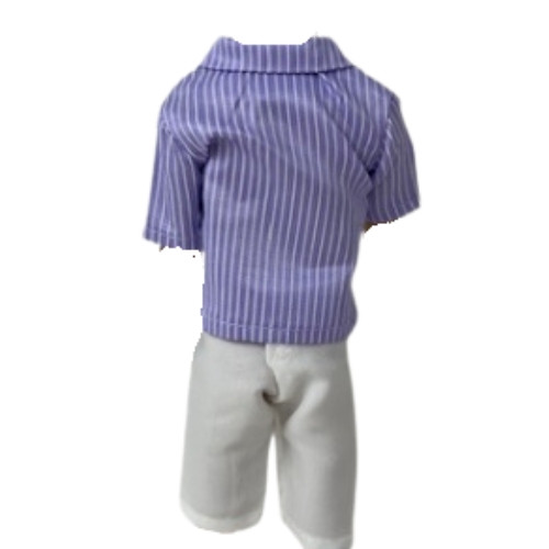 Doll Clothes Superstore Handmade Lavender Stripe Shirt with White Shorts for Ken and GI Joe Dolls