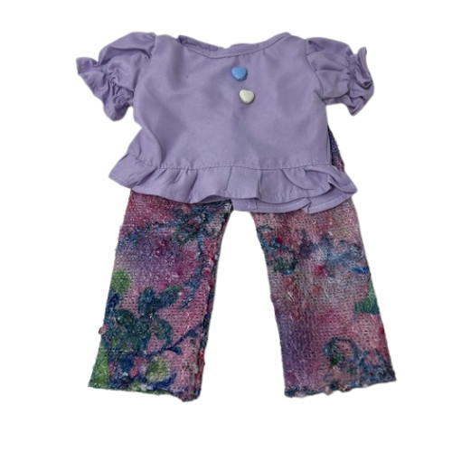 Colorful Stretch Pants & Lavender Blouse Outfit for 18 Inch Girl Dolls