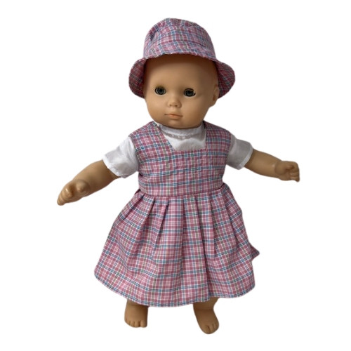 Pastel Pink & Blue Check School Uniform for 14–16 Inch Baby Dolls
