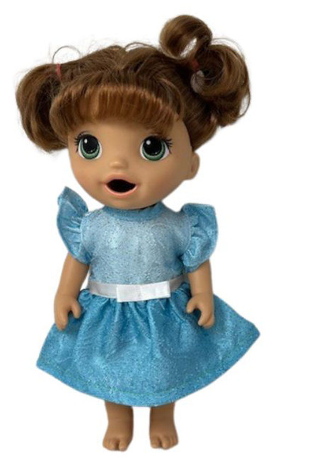 Blue Sparkle Dress Fits 12 Inch Baby Alive And Little Baby Dolls