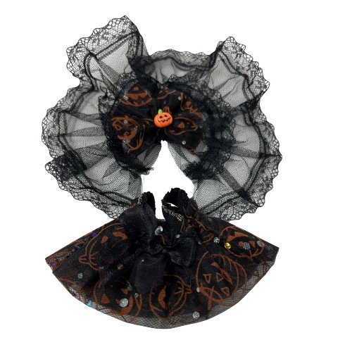 Lacey Black Pumpkin Print Halloween Outfit for 17.5cm Labubu Dolls