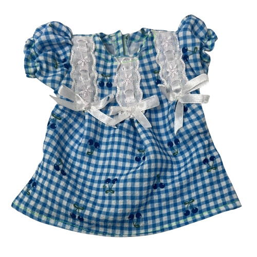 Sweet Blue Check and Cherry Nightgown with Lace Trim for 12-Inch Baby Alive Dolls