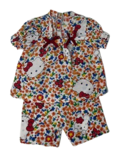 Doll Clothes Superstore Handmade 18-Inch Doll Pajama Set  Kitten Print with Floral Design, Puff Sleeves & Maroon Bows