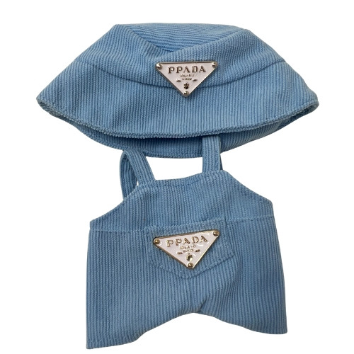 Designer Blue Overalls with Hat for 17.5cm Labubu Fashion Dolls