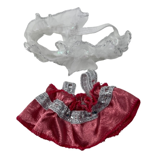 Elegant Pink Satin Dress with Silver Trim for 17.5cm Labubu Dolls