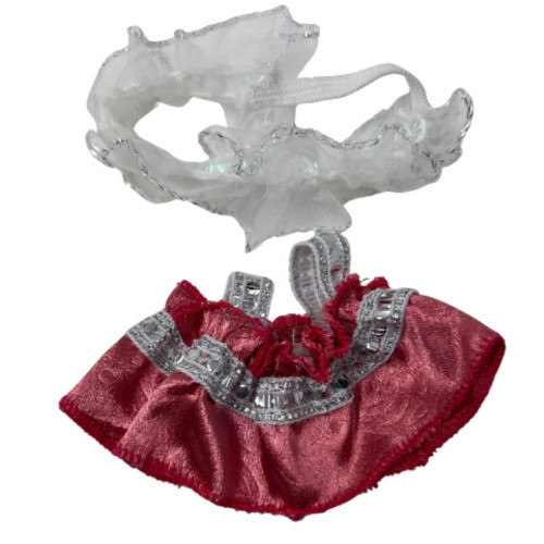 Elegant Pink Satin Dress with Silver Trim for 17.5cm Labubu Dolls